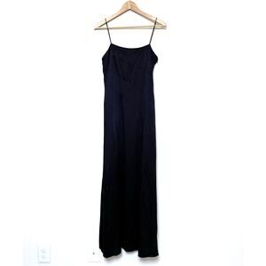 ANN TAYLOR vintage y2k 00s blue label navy silky satin strappy column maxi dress